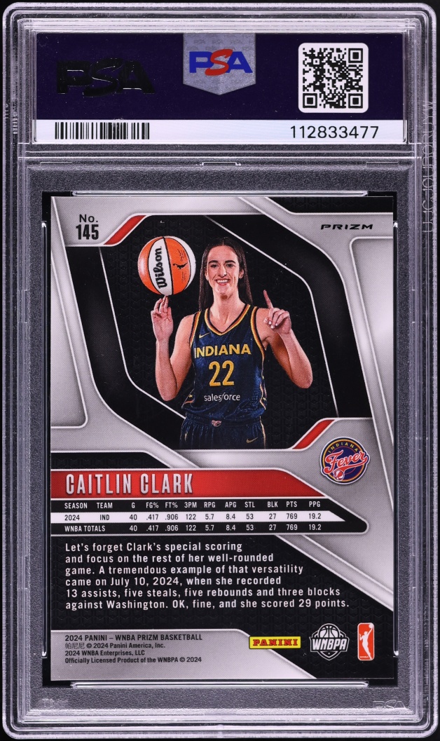 2024 Panini Prizm WNBA Orange Ice Caitlin Clark ROOKIE #145 PSA 10 GEM MINT