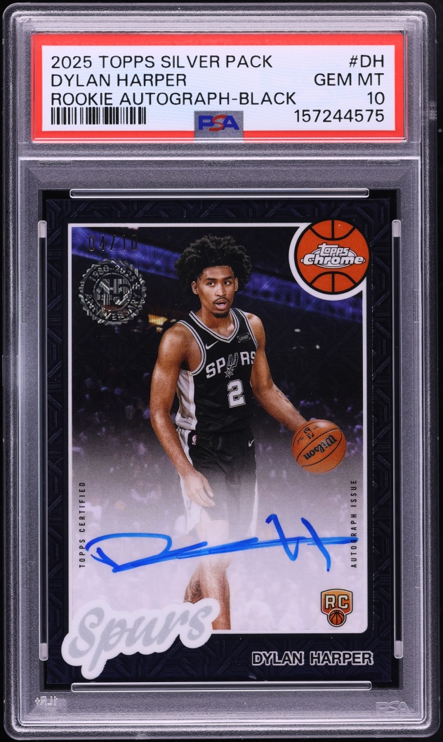 2025 Topps Chrome Silver Pack '80 Black Dylan Harper ROOKIE AUTO #80CR2-DH PSA 10 GEM MINT