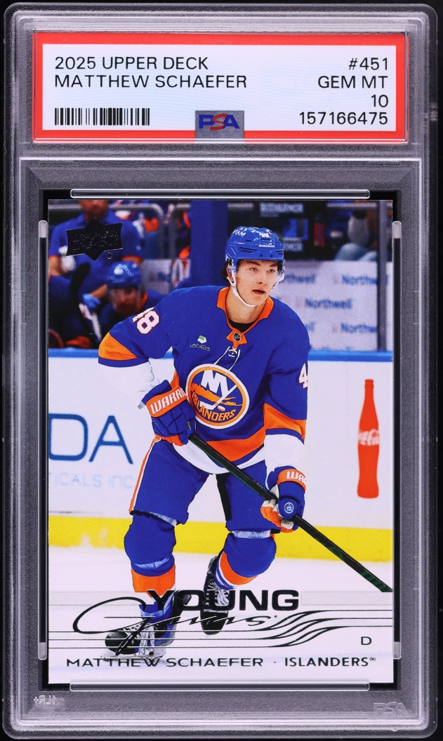 2025 Upper Deck Young Guns Matthew Schaefer ROOKIE #451 PSA 10 GEM MINT