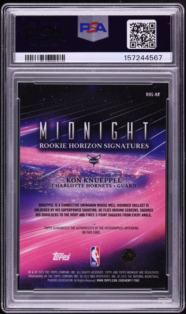 2025 Topps Midnight Horizon Kon Knueppel ROOKIE AUTO #RHS-KK PSA 10 GEM MINT