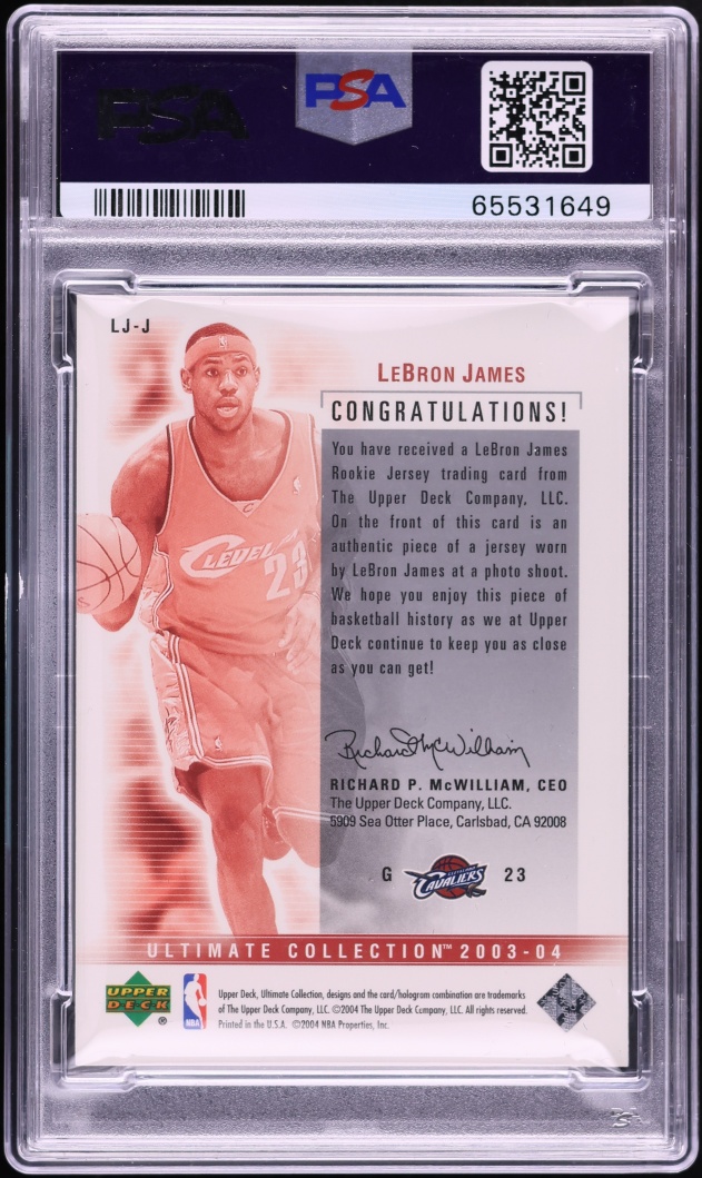 2003 Ultimate Collection LeBron James ROOKIE PATCH /200 #LJ-J PSA 8 NM-MT