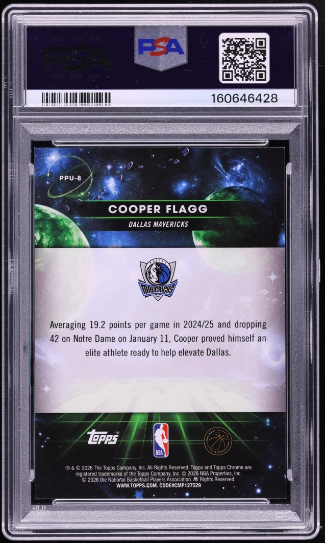2025 Topps Chrome Cosmic Planetary Pursuit Uranus Cooper Flagg ROOKIE #8 PSA 10 GEM MINT