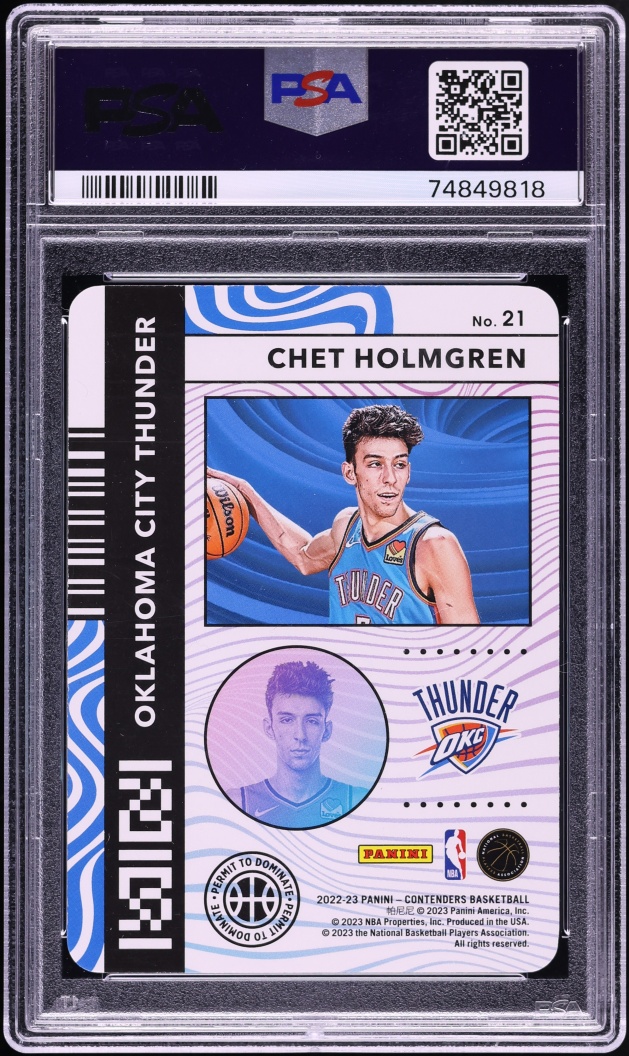 2022 Panini Contenders Permit To Dominate Chet Holmgren ROOKIE #21 PSA 10 GEM MINT