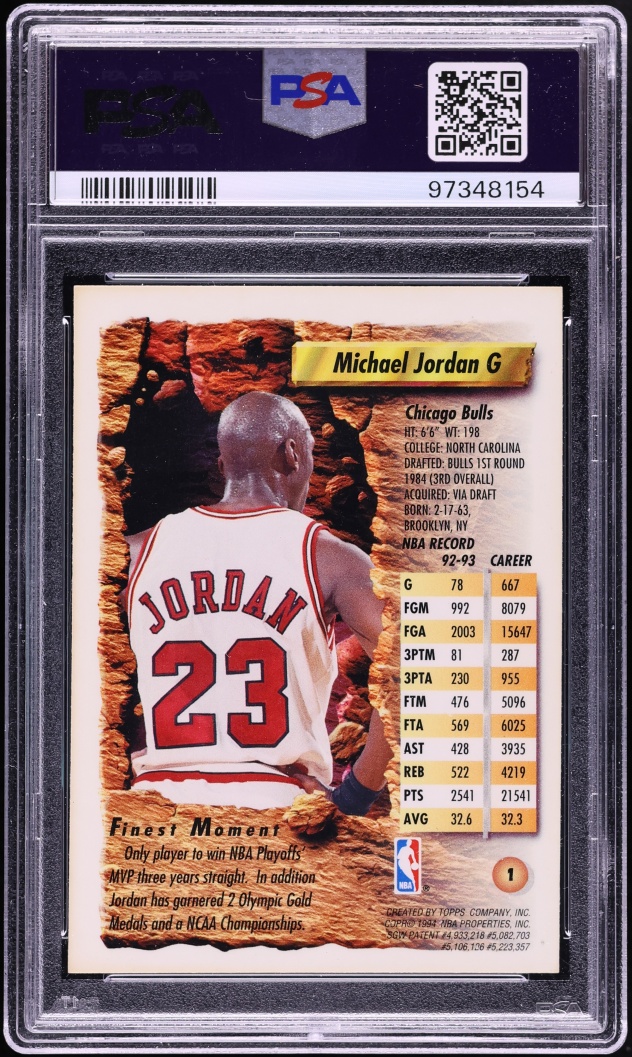 1993 Finest Basketball Michael Jordan #1 PSA 8 NM-MT