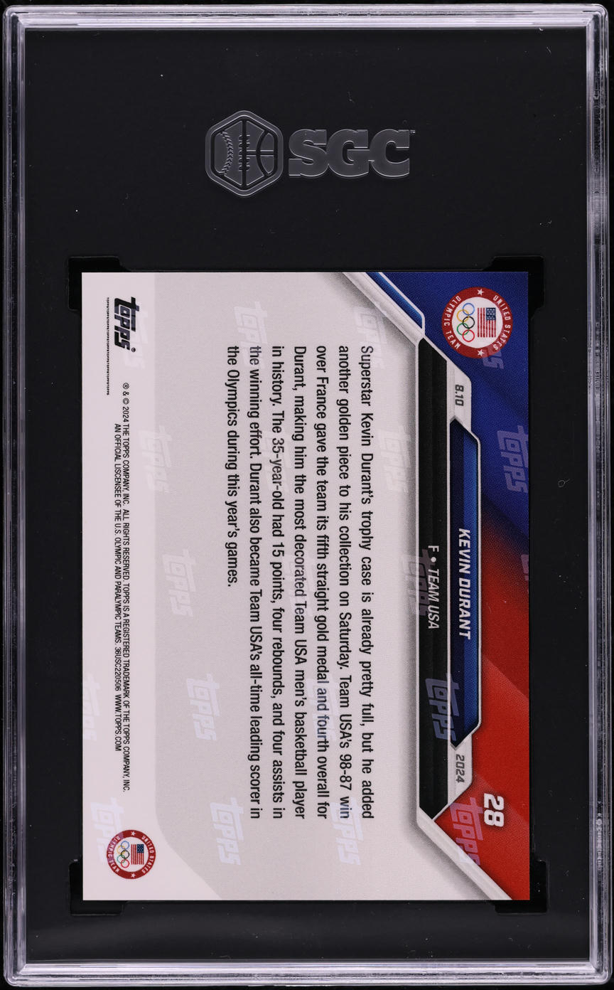 2024 Topps Now Olympic Games Kevin Durant #28 SGC 10 GEM MINT
