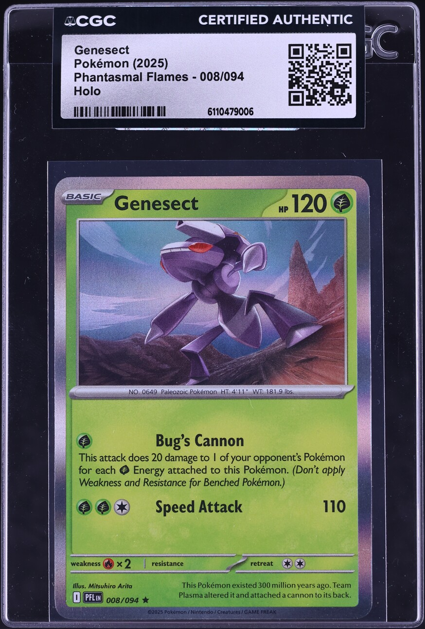 2025 Pokemon Mega Evolution Phantasmal Flames Holo Genesect #8 CGC AUTH