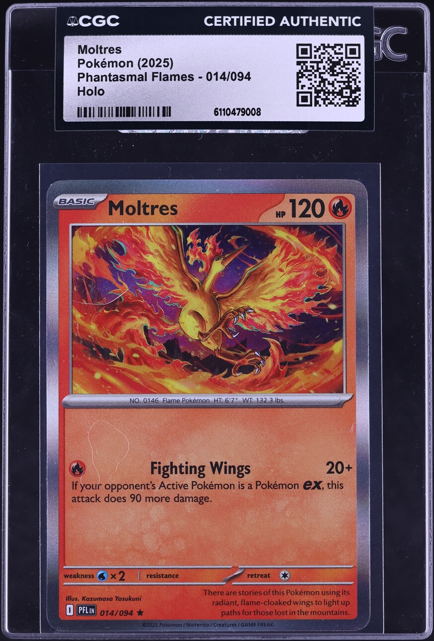 2025 Pokemon Mega Evolution Phantasmal Flames Holo Moltres #14 CGC AUTH