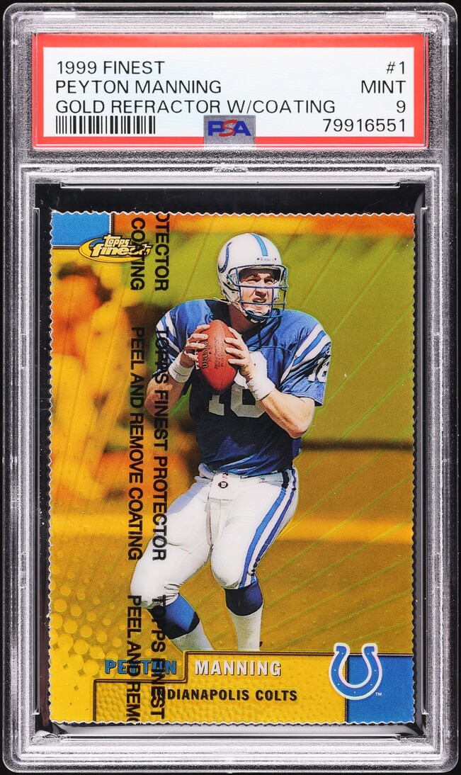 1999 Finest Gold Refractor w/ Coating Peyton Manning /100 #1 PSA 9 MINT