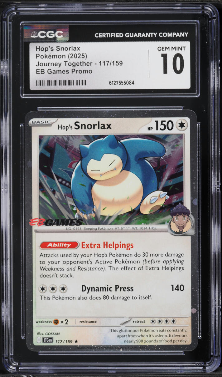 2025 Pokemon SV Journey Together EB Games Promo Hop's Snorlax #117 CGC 10 GEM MINT
