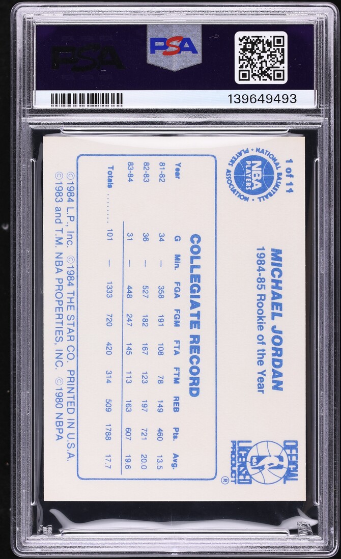 1985 Star Last 11 ROY's Michael Jordan ROOKIE #1 PSA 8 NM-MT
