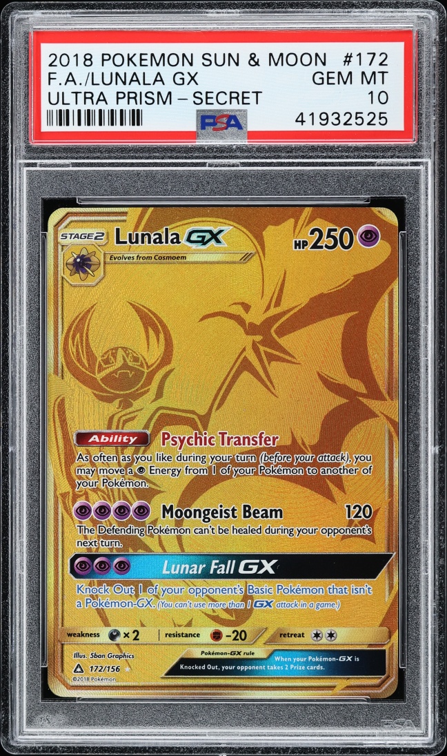 2018 Pokemon Sun & Moon Ultra Prism SEC Lunala GX #172 PSA 10 GEM MINT