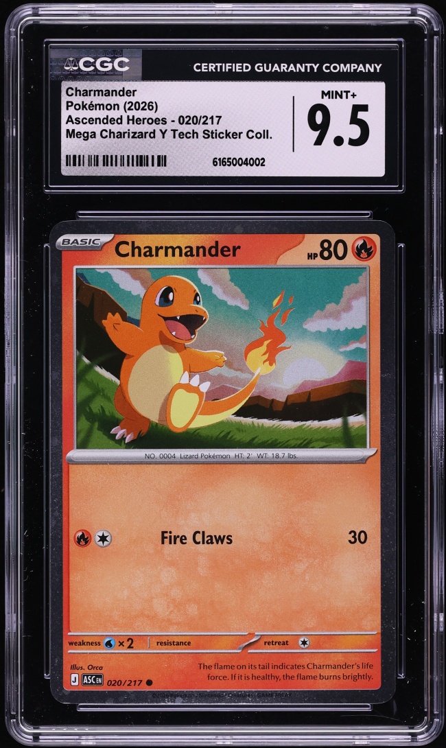 2026 Pokemon Mega Evolution Ascended Heroes Tech Sticker Charmander #20 CGC 9.5 MINT+