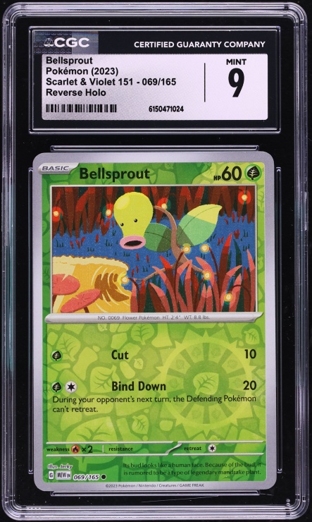 2023 Pokemon Scarlet & Violet 151 Reverse Holo Bellsprout #069 CGC 9 MINT