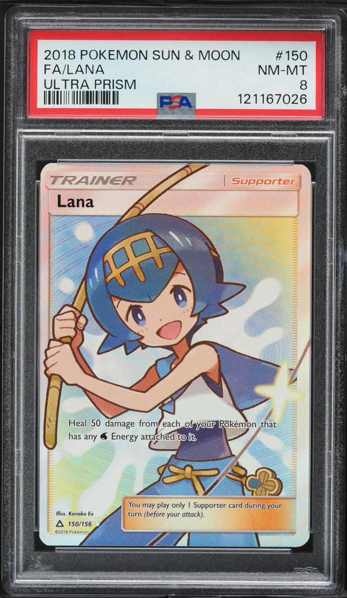 2018 Pokemon Sun & Moon Ultra Prism Full Art Lana #150 PSA 8 NM-MT