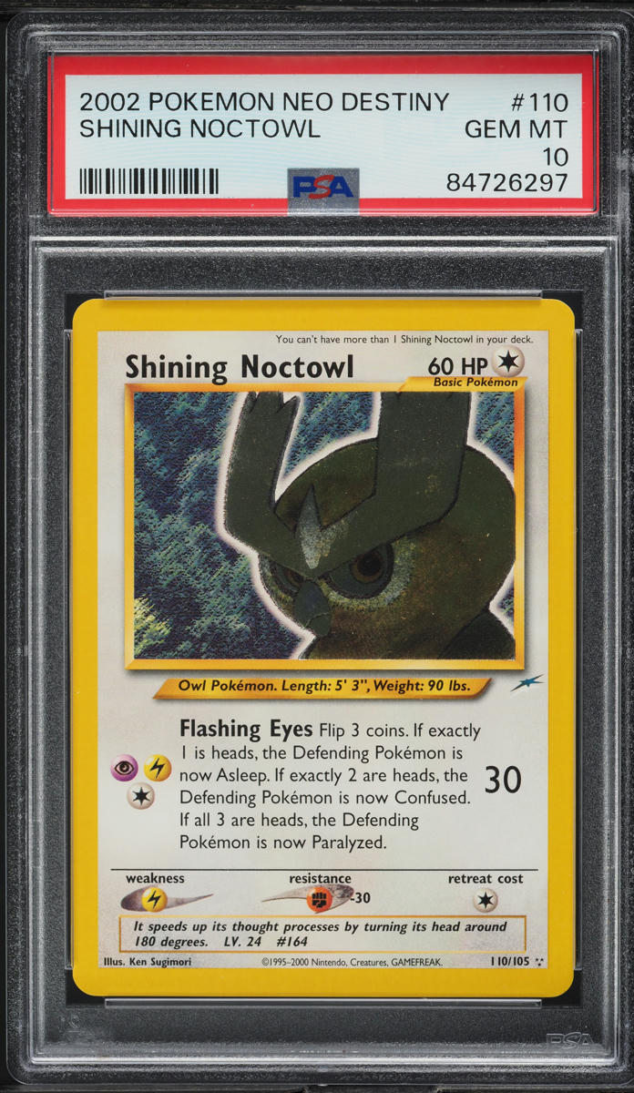2002 Pokemon Neo Destiny Shining Noctowl #110 PSA 10 GEM MINT