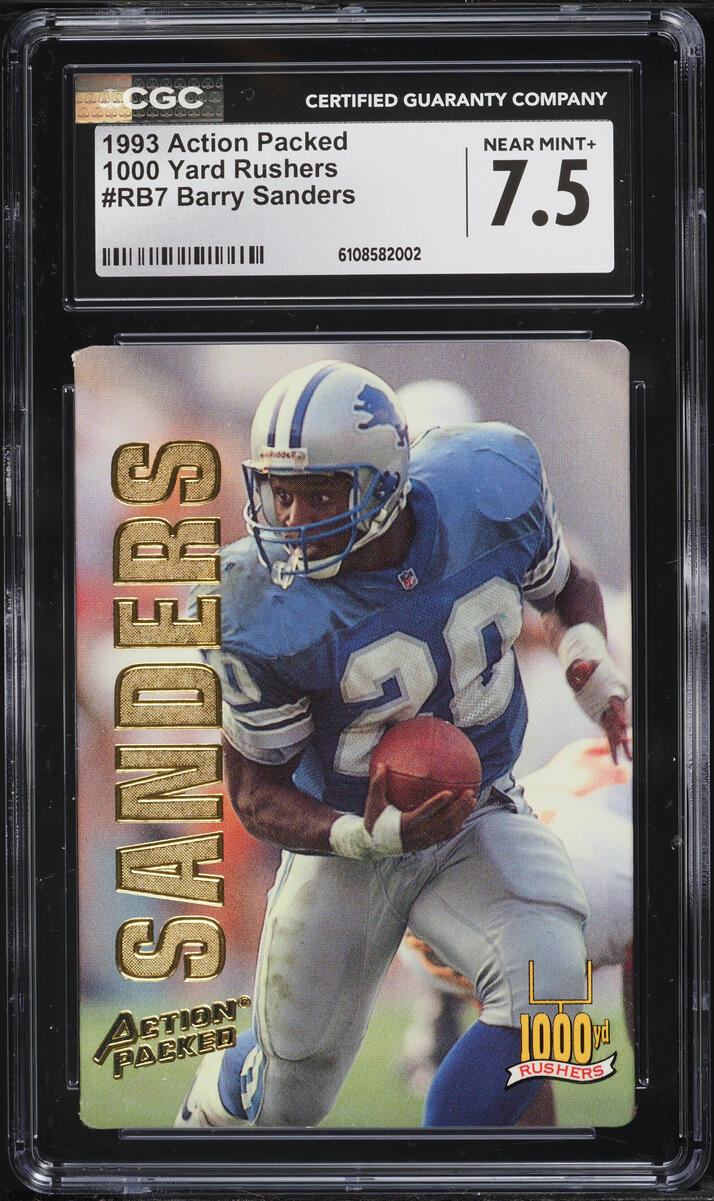 1993 Action Packed 1000 Yard Rushers Barry Sanders #RB7 CGC 7.5 NRMT+