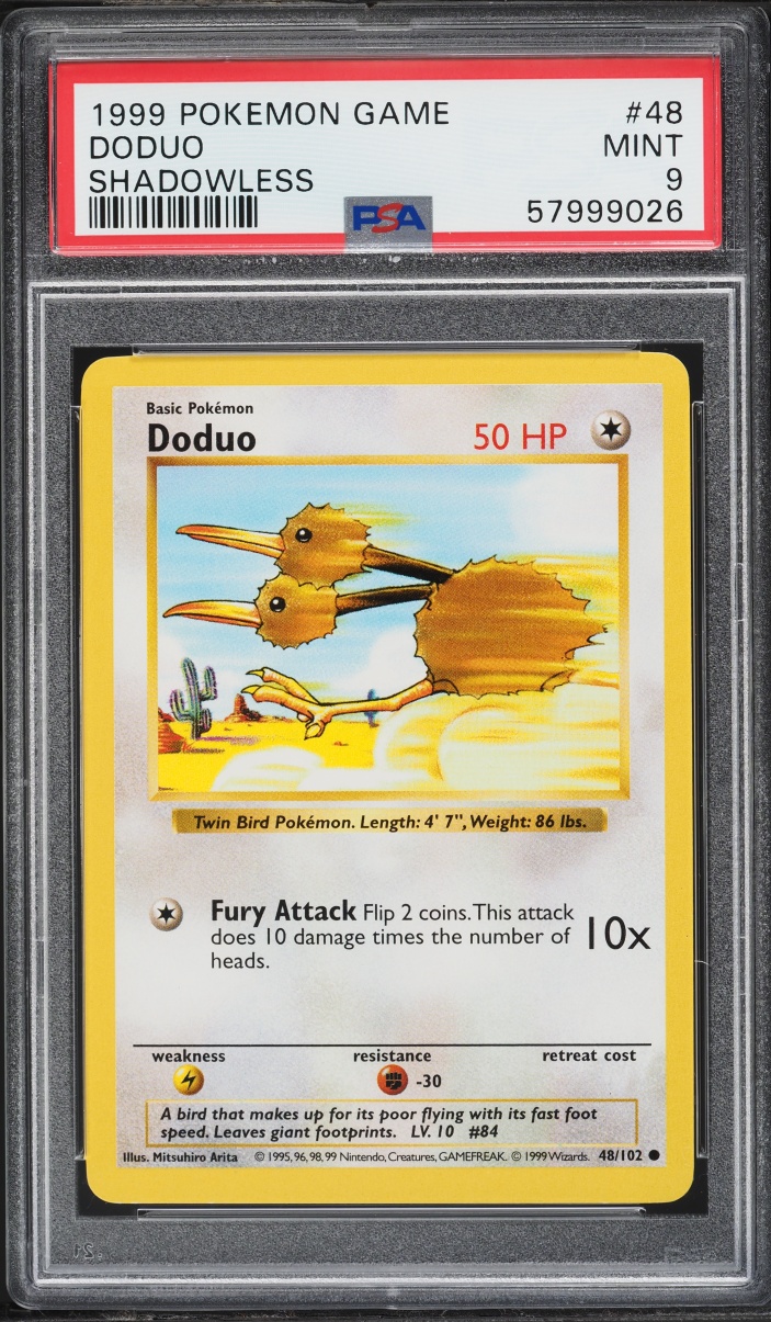 1999 Pokemon Base Set Shadowless Doduo #48 PSA 9 MINT