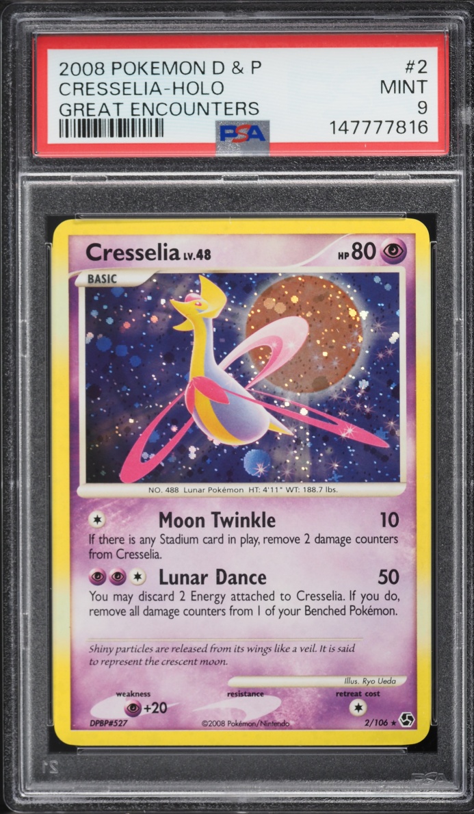 2008 Pokemon Diamond & Pearl Great Encounters Holo Cresselia #2 PSA 9 MINT