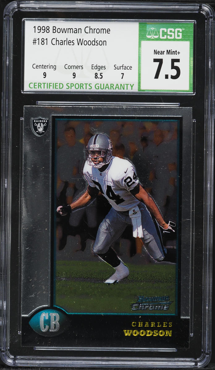 1998 Bowman Chrome Charles Woodson ROOKIE #181 CSG 7.5 NRMT+