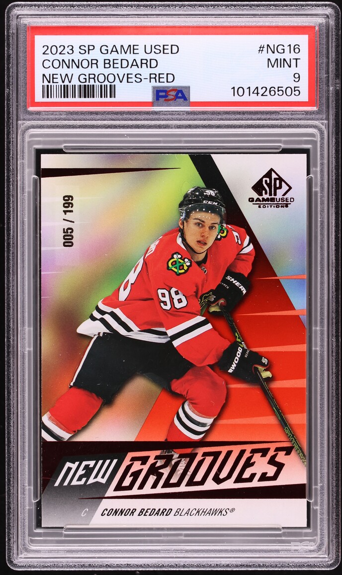2023 SP Game Used New Grooves Red Connor Bedard ROOKIE /199 #NG-16 PSA ...