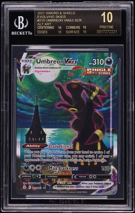 2021 Pokemon Sword & Shield Evolving Skies Alt Art Umbreon VMAX #215 BGS 10 BLACK LABEL
