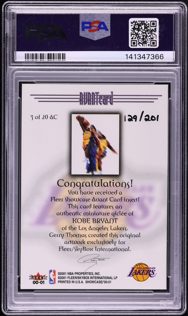 2000 Fleer Showcase Avant Card Kobe Bryant /201 #3 PSA 8 NM-MT - Photo 2