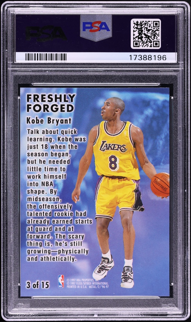 1996 Metal Freshly Forged Kobe Bryant ROOKIE #3 PSA 10 GEM MINT - Photo 2