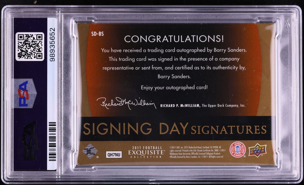 2011 Exquisite Collection Signing Day Barry Sanders AUTO DNA 10 /15 #SD-BS PSA 8 NM-MT - Photo 2