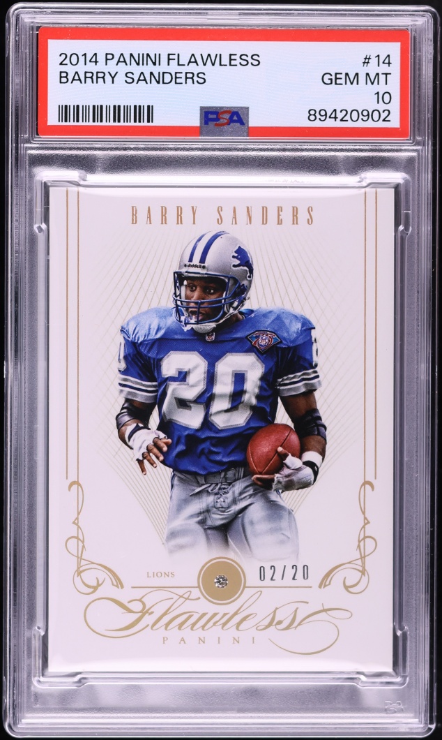 2014 Panini Flawless Diamond Gems Barry Sanders /20 #14 PSA 10 GEM MINT - Photo 1