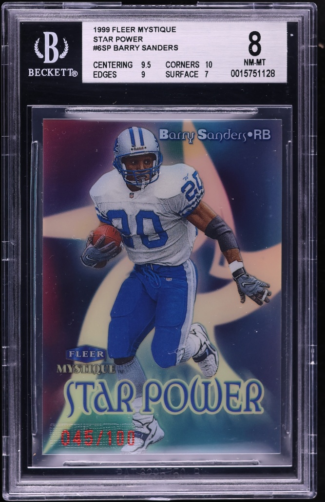 1999 Fleer Mystique Star Power Barry Sanders /100 #6SP BGS 8 NM-MT - Photo 1