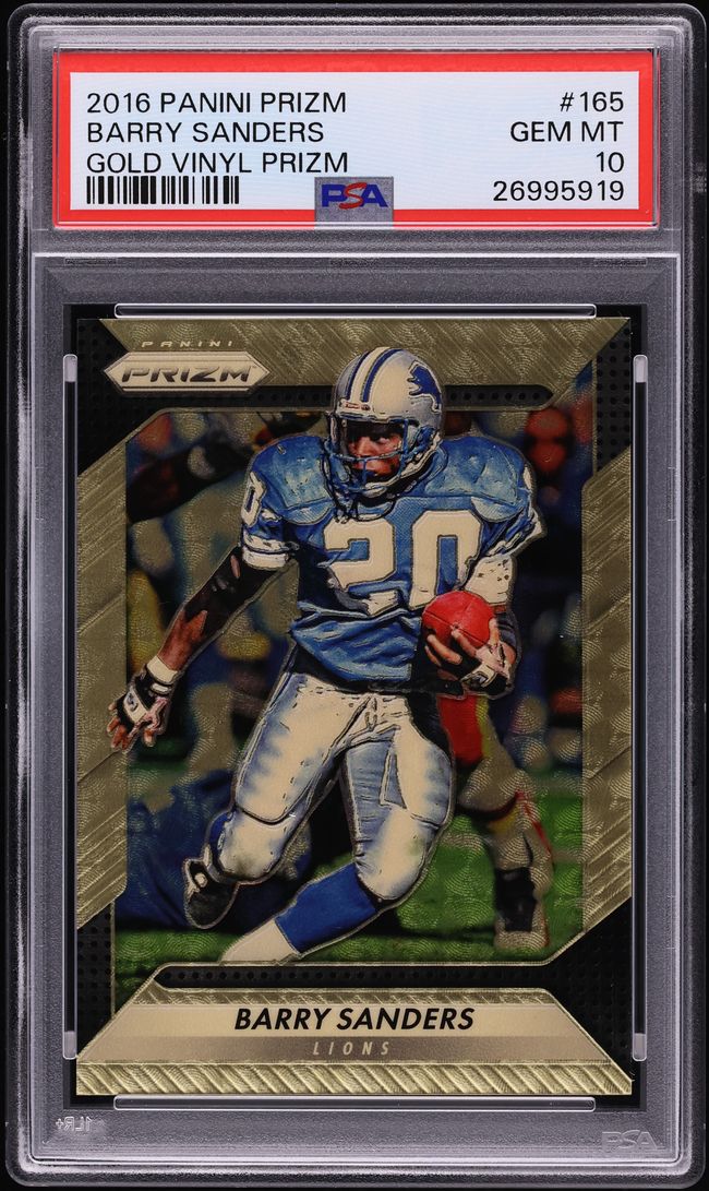 2016 Panini Prizm Gold Vinyl Barry Sanders 1/5 #165 PSA 10 GEM MINT - Photo 1