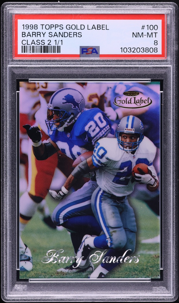1998 Topps Gold Label Class 2 Barry Sanders 1/1 #100 PSA 8 NM-MT - Photo 1