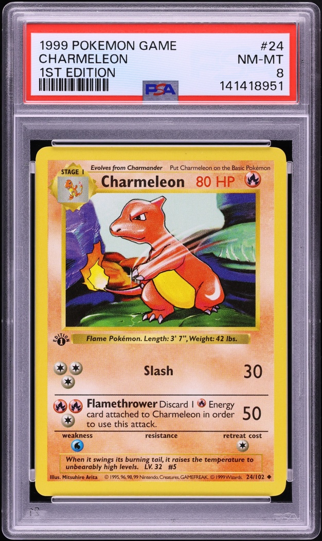 1999 Pokemon Base Set Shadowless 1st Edition Charmeleon #24 PSA 8 NM-MT