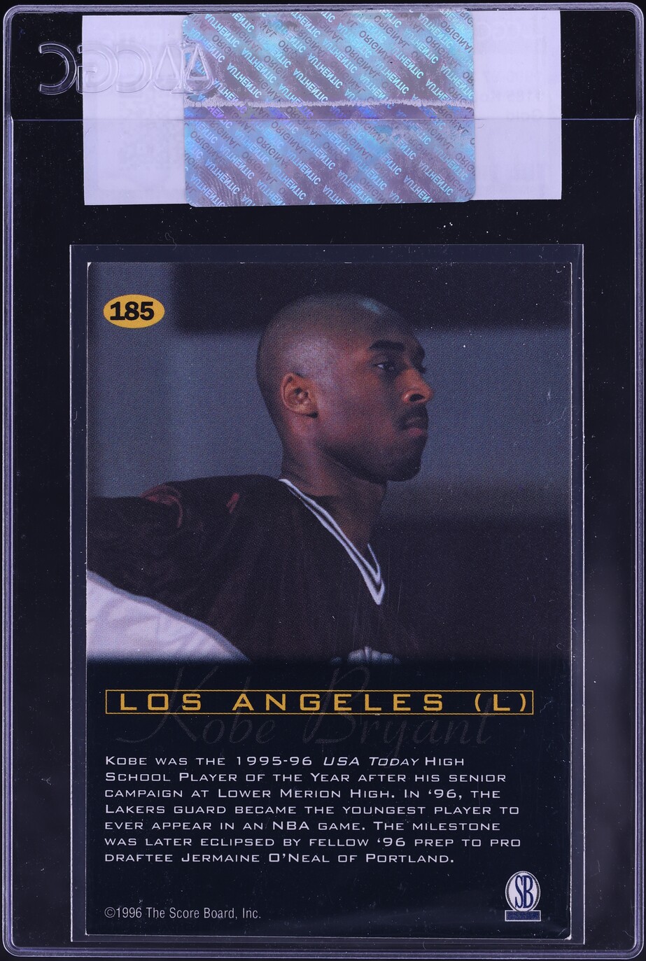 1996 Score Board All Sport PPF Gold Kobe Bryant ROOKIE #185 CGC AUTH