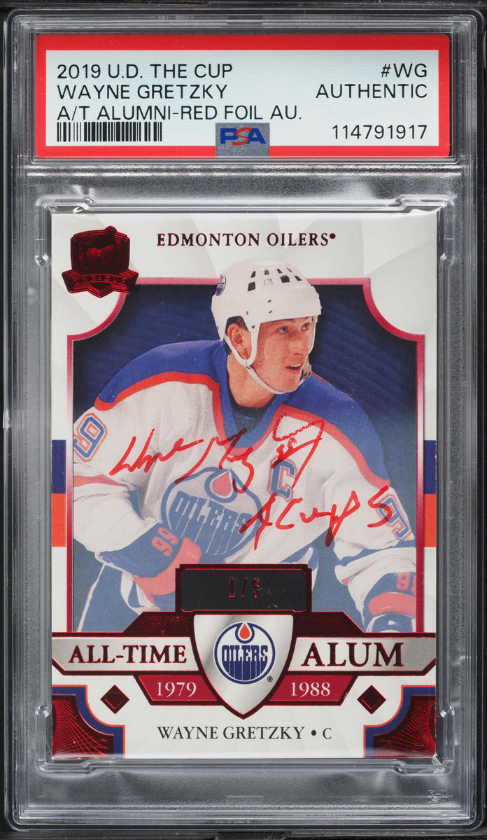 2019 Upper Deck The Cup All-Time Alumni Red Foil Wayne Gretzky AUTO 1/5 PSA AUTH