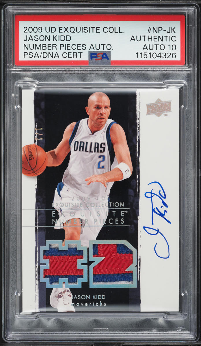 2009 Exquisite Collection Number Jason Kidd PATCH AUTO DNA 10 1/2 PSA AUTH