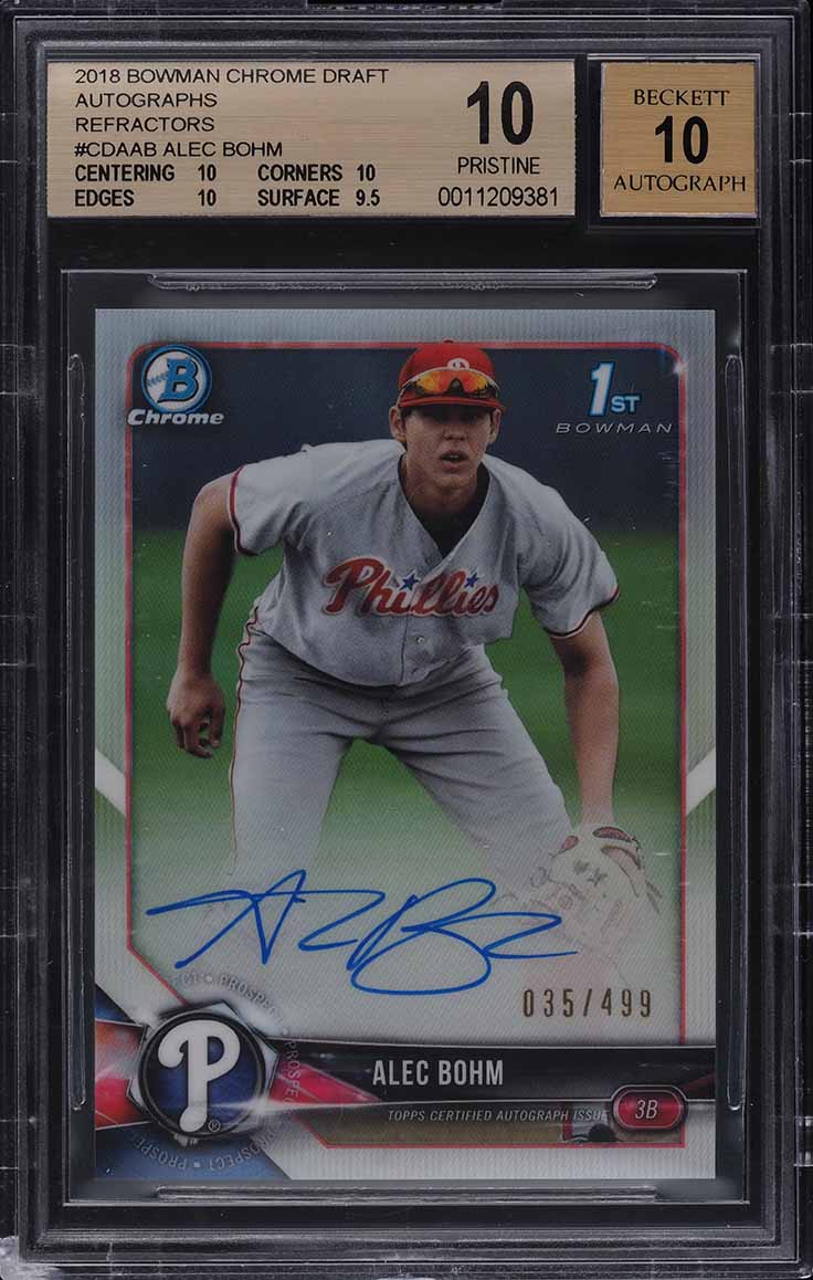 2018 Bowman Chrome Draft Night Superfractor Alec Bohm RC AUTO 1/1