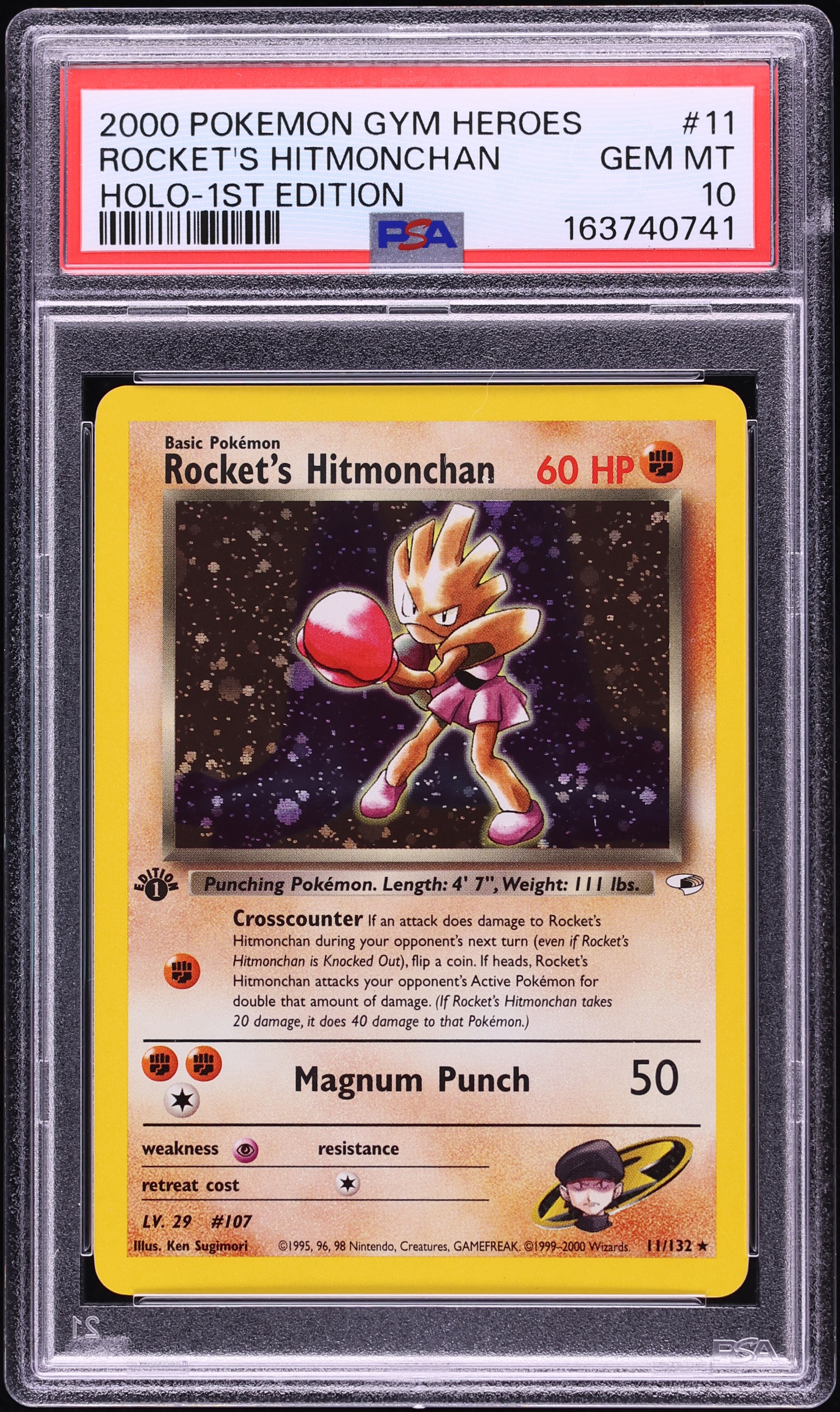 2000 Pokemon Gym Heroes 1st Edition Holo Rocket's Hitmonchan #11 PSA 10 GEM MINT