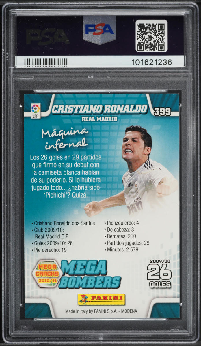 2010 Panini Megacracks La Liga Mega Bombers Cristiano Ronaldo #399 PSA 7 NRMT