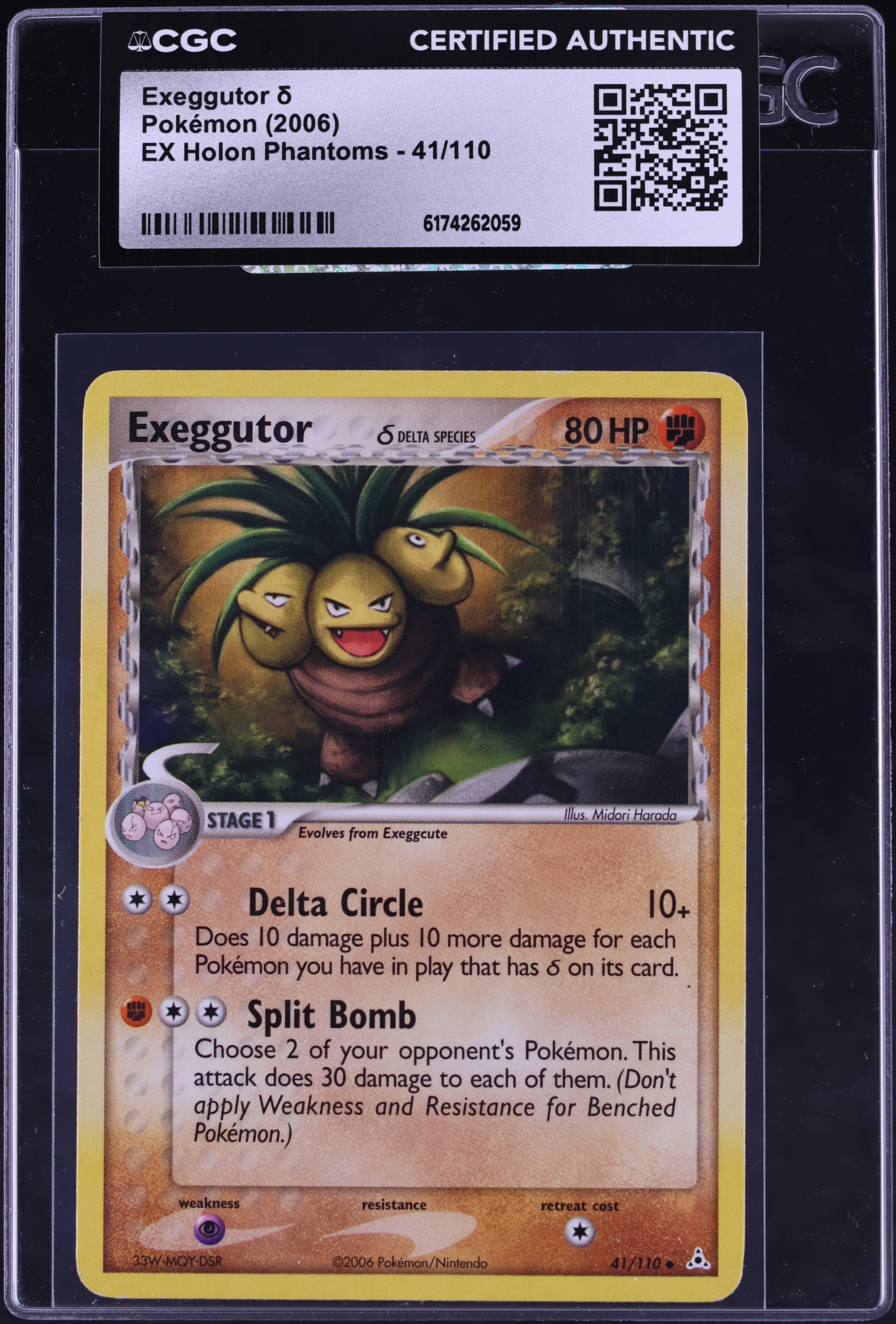 2006 Pokemon Ex Holon Phantoms Exeggutor #41 CGC AUTH