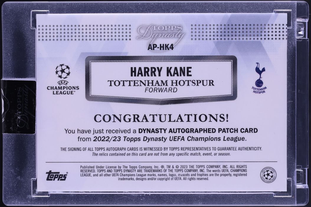 2022 Topps Dynasty UEFA Champions League Black Harry Kane PATCH AUTO /5 #AP-HK4 - Photo 2