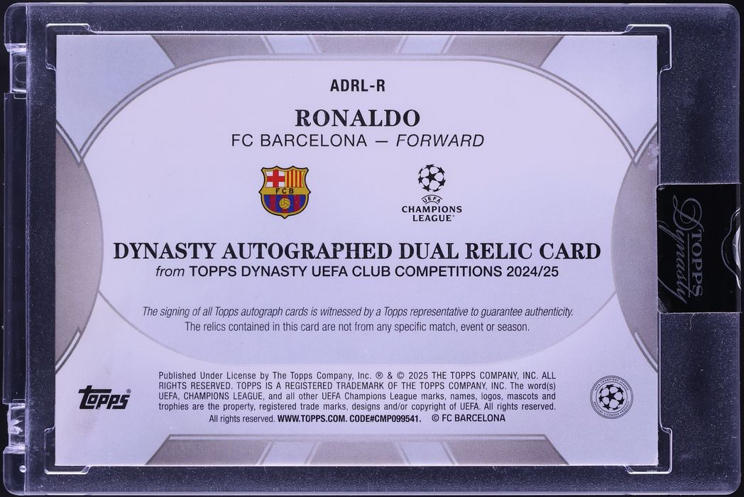 2024 Topps Dynasty UEFA Club Competitions Dual Black Ronaldo PATCH AUTO /5 #ADRL-R - Photo 2