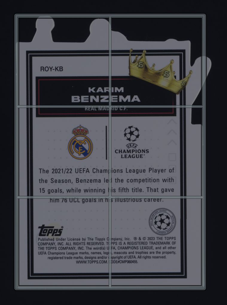 2022 Topps Chrome UEFA Superstars Royalty Die-Cut Karim Benzema #ROY-KB MBA AUTH