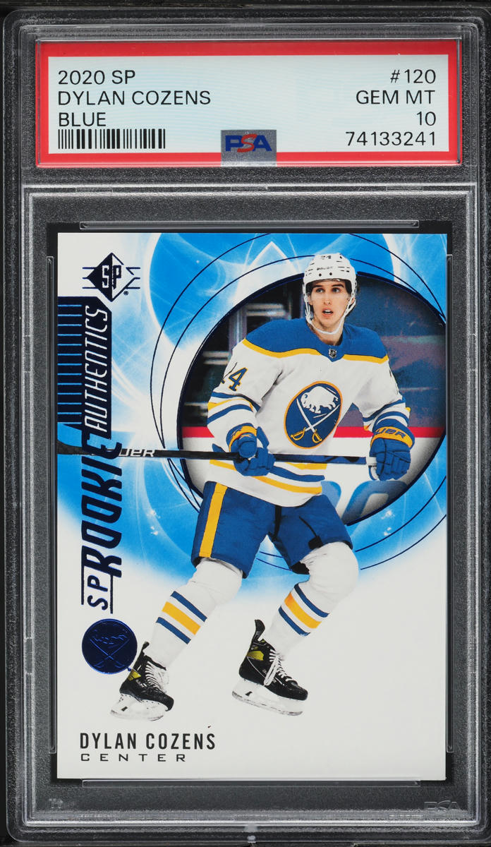 2020 SP Hockey Blue Dylan Cozens ROOKIE #120 PSA 10 GEM MINT