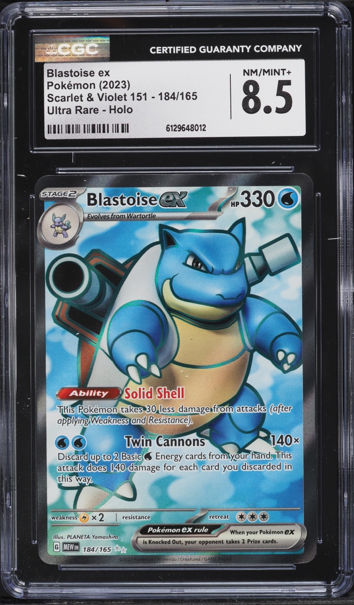 2023 Pokemon Scarlet & Violet 151 Full Art Blastoise EX #184 CGC 8.5 NM-MT+