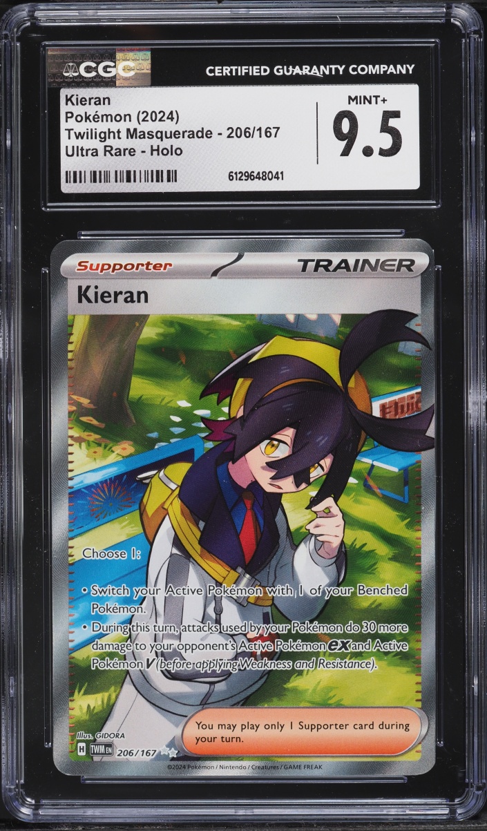 2024 Pokemon Scarlet & Violet Twilight Masquerade Full Art Kieran #206 CGC 9.5 MINT+