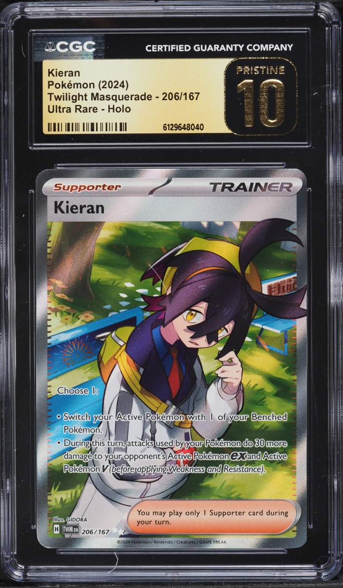 2024 Pokemon Scarlet & Violet Twilight Masquerade Full Art Kieran #206 CGC 10 PRISTINE