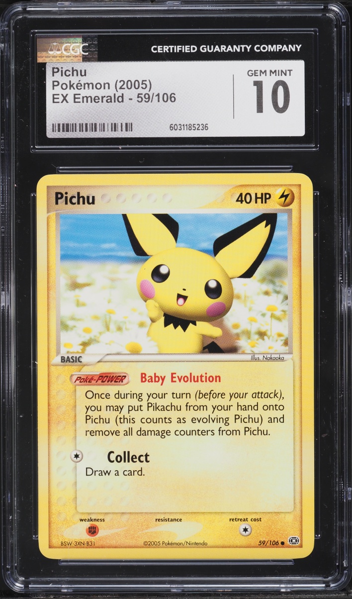 2005 Pokemon EX Emerald Pichu #59 CGC 10 GEM MINT