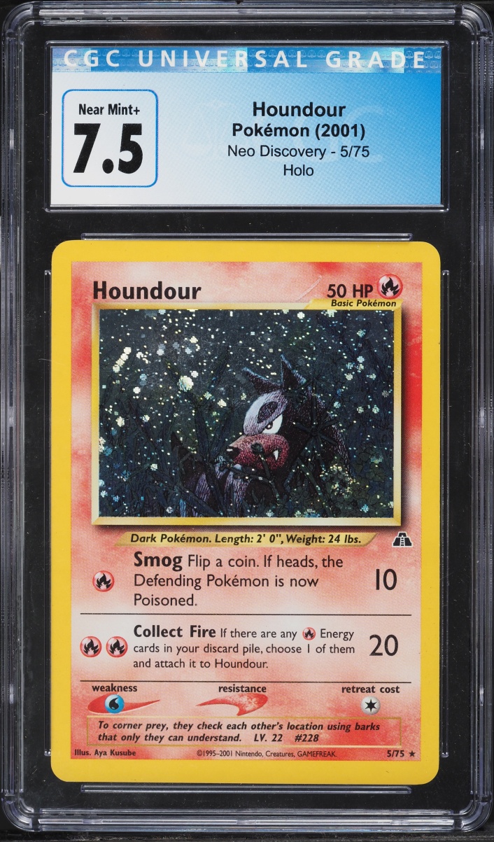 2001 Pokemon Neo Discovery Holo Houndour #5 CGC 7.5 NRMT+