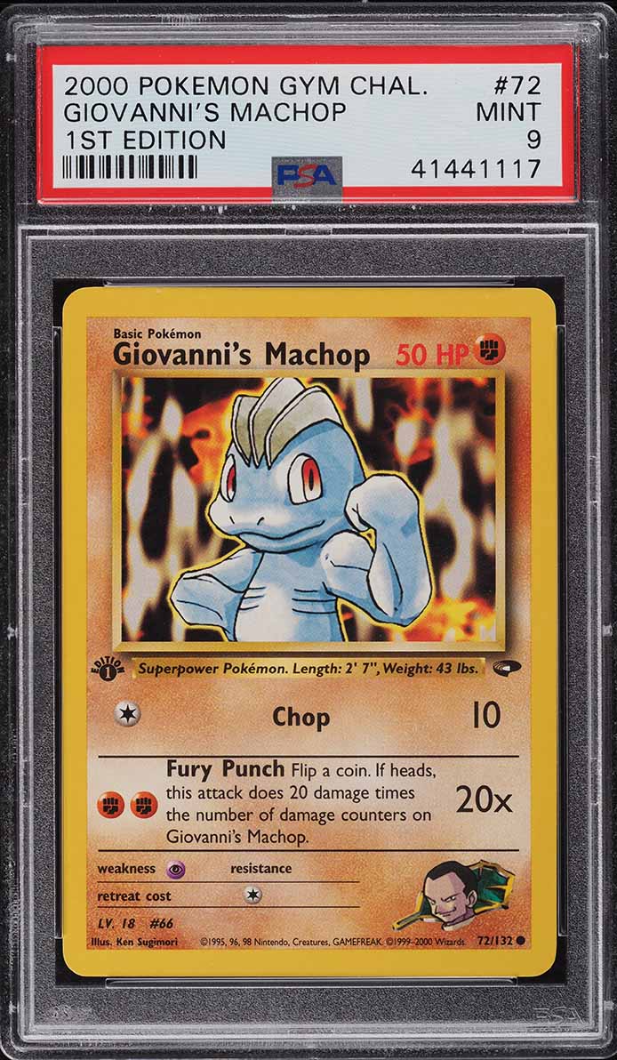 2000 Pokemon Gym Challenge 1st Edition Giovanni's Machop #72 PSA 9 MINT ...